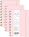 Lined Spiral Notebook 3 Pack, A5 Pink College Ruled Hardcover Journal, 160 Pages, 5.67" x 8.4", 100 GSM Paper