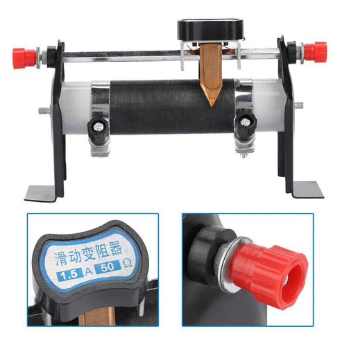 Sliding Rheostat, 1.5A 50O Metal Physics Electrical Slide Rheostat Resistance Laboratory Researching Tool