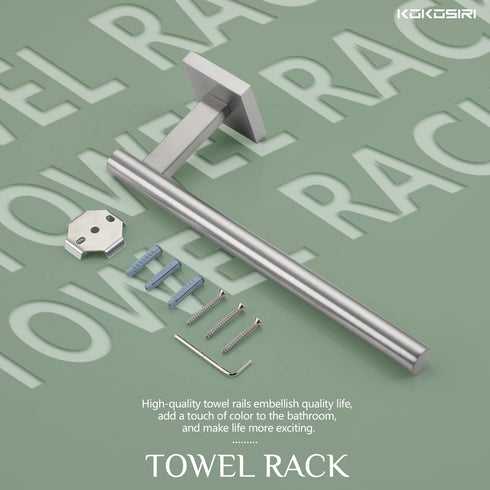 KOKOSIRI Towel Holder, Brushed Nickel Hand Towel Bar, Wall Mounted Kitchen Cabinet Paper Holder, Stainless Steel,