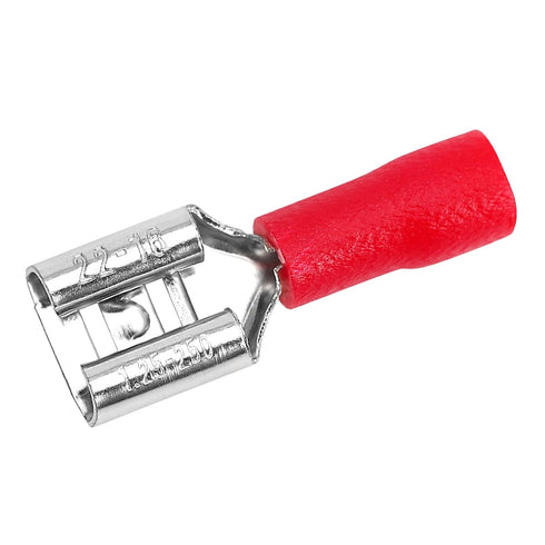 200 Pcs Red Female Quick Disconnects, Vinyl Insulated Spade Wire Connectors, 22-16 AWG