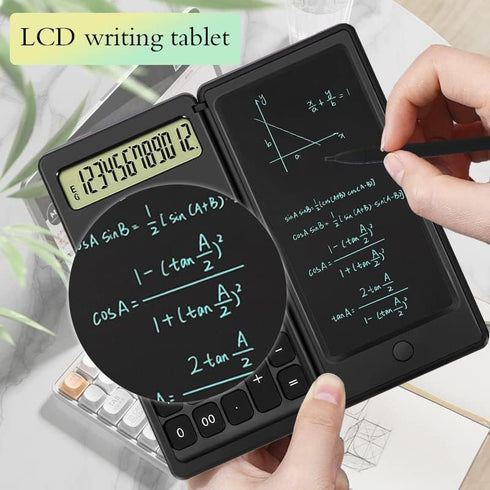 Desktop Calculator with Writing Screen, Large Display, Quiet Design - Ideal for Students and Office Workers (Black)