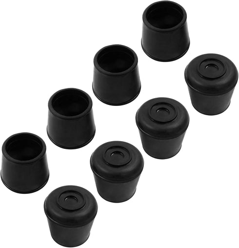 Auvotuis 8Pcs 1-1/8 Inch (28mm) Chair Leg Tips Caps, Round Rubber Non-Slip Folding Chair Leg End Caps Black Furniture
