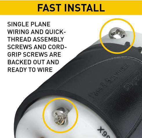 Legrand Pass & Seymour PS5266XCCV4 15 Amp 125V Specification Grade Plug, NEMA 5-15P, Black/White (1 Count)