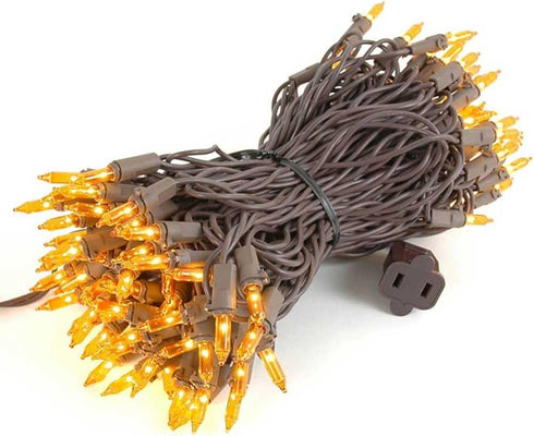 Novelty Lights 50 Feet 100 Bulbs Traditional Incandescent Mini Lights, Amber on