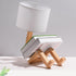 BBGISHO Bulb Bulb Robot Table Lamp, Wood Table Lamp with Fabric Shade, Color Changing Light & Remote Control, Cute Boho