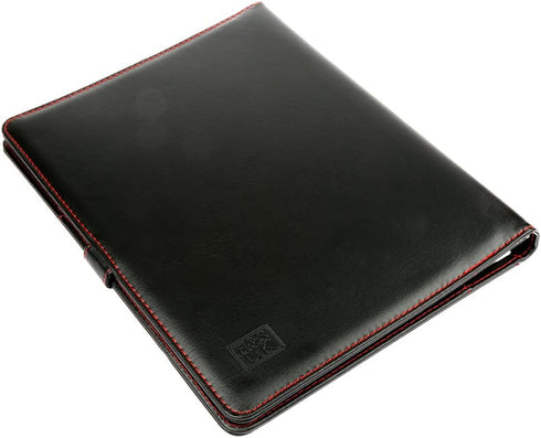 H&S A4 Portfolio Folder with Ring Binder Mechanism, Faux Leather Business Padfolio, Black Conference Organizer