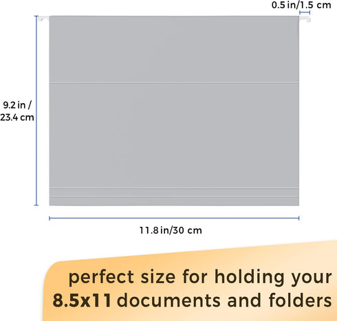 SUNEE Hanging File Folders, 25 Pack Gray Letter Size File Folders with 1/5-cut Tabs, Stay Organized for Home and Office