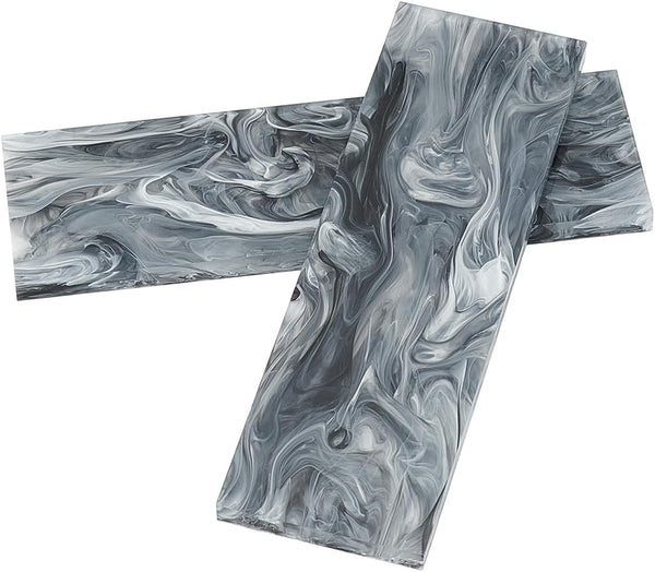 2pcs Black Marble Pattern Acrylic Knife Handle Scales, 6.3 2 0.27inch Knife Grips Sheets for DIY Crafts