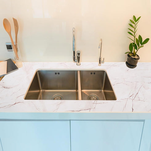 uxcell Marble Contact Paper, 15.7"x118" Self-Adhesive Peel and Stick Wallpaper for Kitchen Countertop