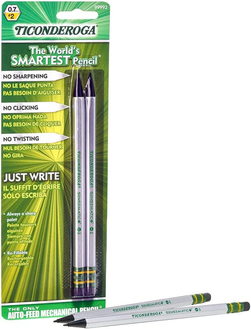 Ticonderoga Sensematic Mechanical Pencil, 0.7mm Lead, Silver, 2 Count by Ticonderoga