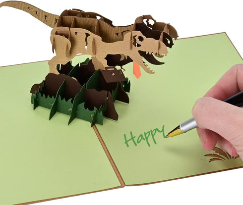 Handmade 3D Popup Birthday Card with Dinosaur Design for Daughter, Son, Nephew, Niece, Kids on Any Occasion