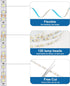 16.4ft Dimmable 6500K 600 White LED Strip Lights, Smart LED Light Strip Bright Daylight White, Strong Adhesive, LEDs