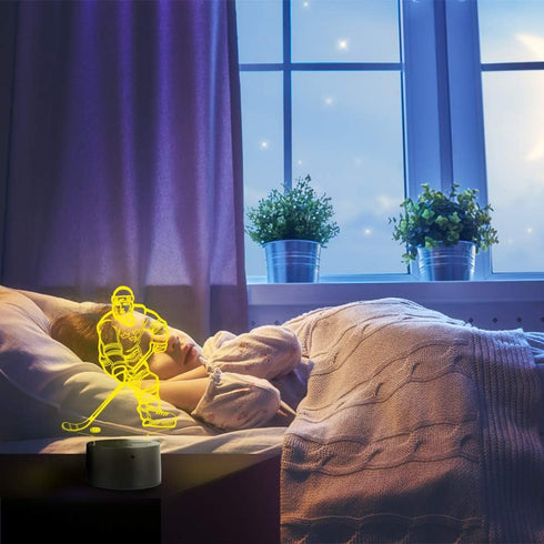 3D 7 Ticent Hockey Player Night Light, Hockey Lamp Lighting Lights for Kids LED Color Changing Touch Table Desk Lamps