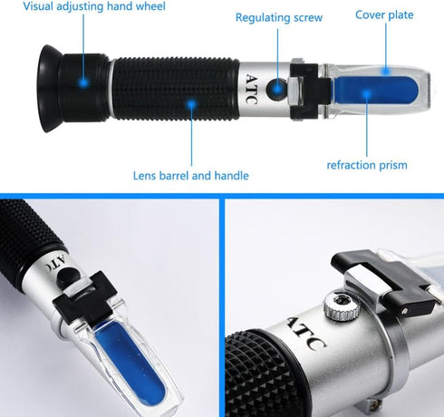 BOWONG 0-40%, 0-25%) Wine Refractometer, Hand Held Brix/Alcohol Refractometer with ATC for Wine Making Homebrew Kit