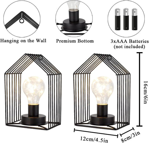Set 2 7''H 6-Hour Bulb JHY DESIGN of Battery Operated Wall Sconce Metal Wall Mount Lamp with Timer and Fairy Lights