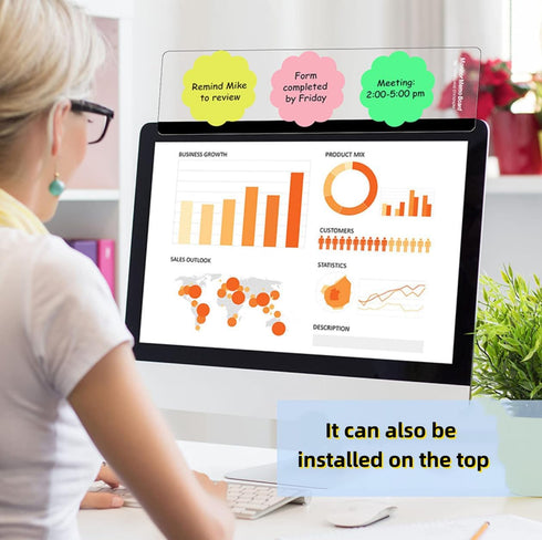 ZXZCTTC 2Pack (Left and Right) Computer Monitor Side Transparent Acrylic Sticky Note Message and Memo Board, Suitable