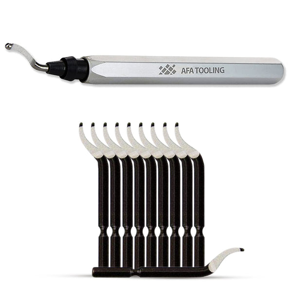 AFA Tooling Deburring Tool with 11 High Speed Steel Swivel Blades for Metal, Resin, PVC, Copper, Plastic Edges