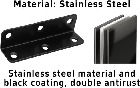 STFRBTH 4PCS 3 Inch L Brackets, Corner Brace for Shelf Support, Black Metal Angle Brackets with Mounting Screws