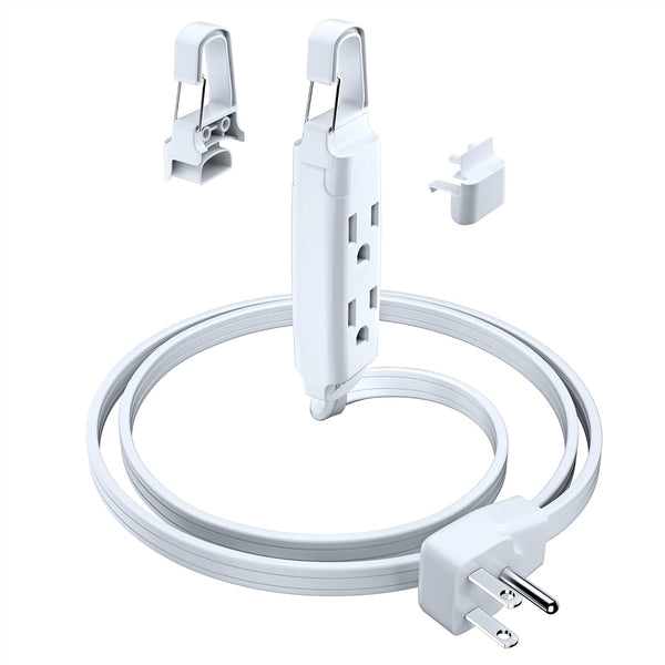 Maximm 1 ft Extension Cord with Removable Easy-Hook System, 3 Outlet 90 Flat Plug, UL Certified