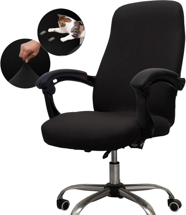 Melaluxe Universal Stretch Office Chair Cover, Computer Chair Slipcovers (Size: L) - Black