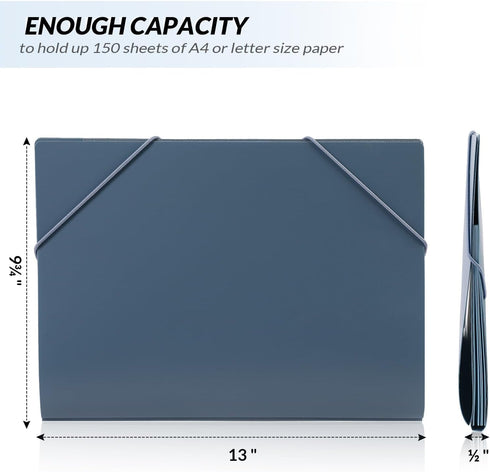 SKYDUE Document Organizer Folio, 5 Pocket Expanding File Folder, Accordion File Organizer, Portable Paper Organizer for
