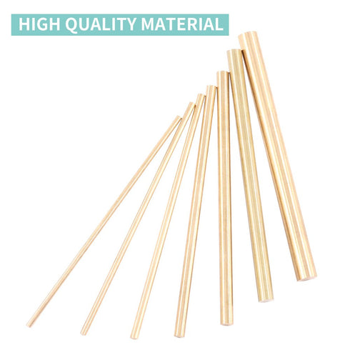 Glarks 21pcs Metals Round Rod Lathe Bar Stock for DIY Craft Tool, 2mm - 8mm Diameter, 100mm Length, Includes Brass,