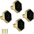 Gold Hexagon Cabinet Knobs, Modern Furniture Knob and Handles, 4 Pcs Kitchen Cabinet Handles with White Zinc Alloy Pull