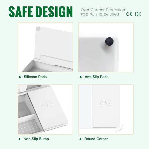 SELEAD Desktop Glass Whiteboard with Wireless Charger Station - Dry Erase Board Computer Pad with Organizer Drawer
