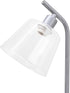 LD1080-SLV 16" Simple Designs Sleek Essentials Modern Industrial Metal Desk Lamp with Clear Glass Shade, for Office