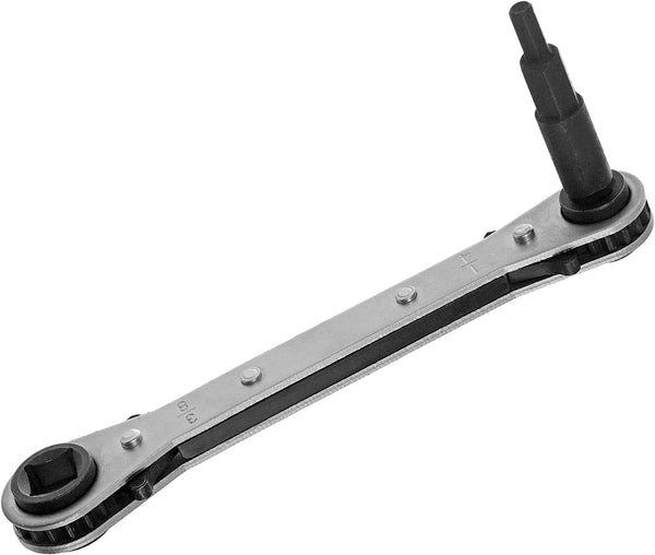 AC Ratchet Wrench with HVAC Hexagon Bit Adapter, Premium Service Tools for Refrigeration Equipment Repair (3/16 , 1/4 ,