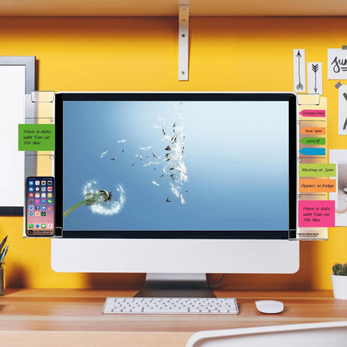 Set of 2 Monitor Memo Boards for Computer, Multifunction Acrylic Screen Message Reminder Pad with Phone Holder