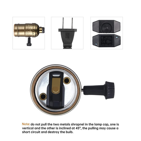 15FT E26 Simple Deluxe Pendant Light Cord, Suitable Socket with Switch, Twisted Black Cloth Plug in Hanging Light Kit