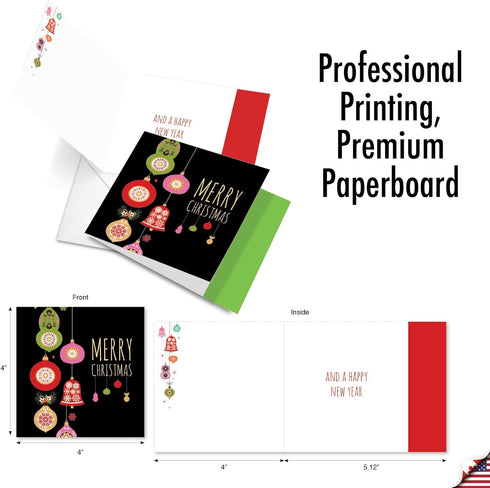 The Best Card Company 10 Boxed Holiday Cards for Christmas, Fun Assorted Notecard Set, Retro Groovy Greetings