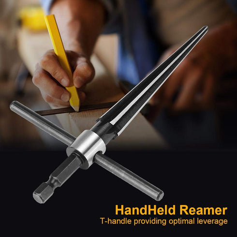 Handheld T Shape Tapered Hex Reamer, Carbon Steel Drilling Tool for Taper Holes