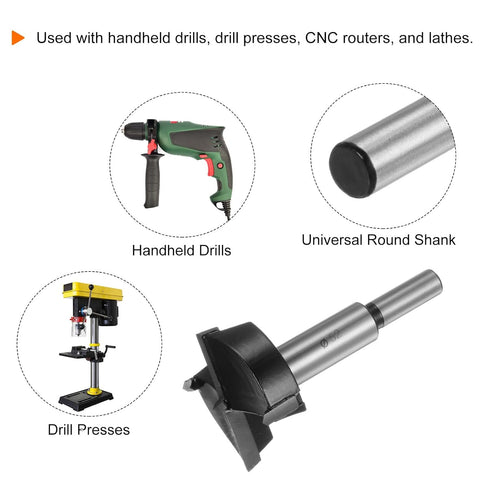 Tungsten Carbide Forstner Drill Bit 52mm (2-1/16") Opener Cutter for Hinge Hole Drilling Woodworking (Black)