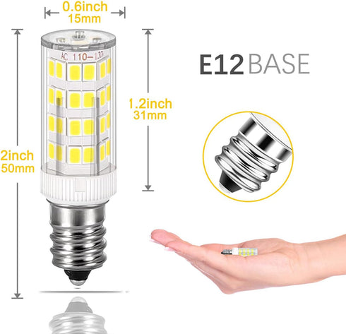Ovenot E12 Bulb 4W 40W C7 Bulbs Bulbrite Non-Dimmable 6000K 2 Pack Led Light Equivalent Replacement Clear Type B