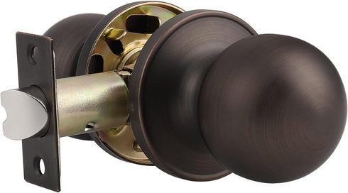 Probrico Oil Rubbed Bronze Ball Passage Door Knobs - Keyless Door Lock