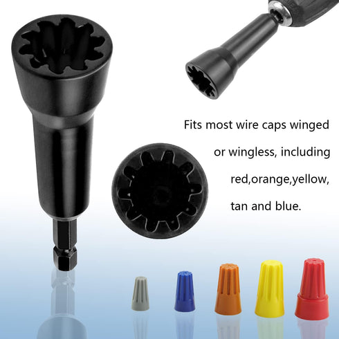 Wire Twisting Spinner,Spin-Twist Wire Connector Socket,Wire twist tool with 1/4" Chuck(Black)