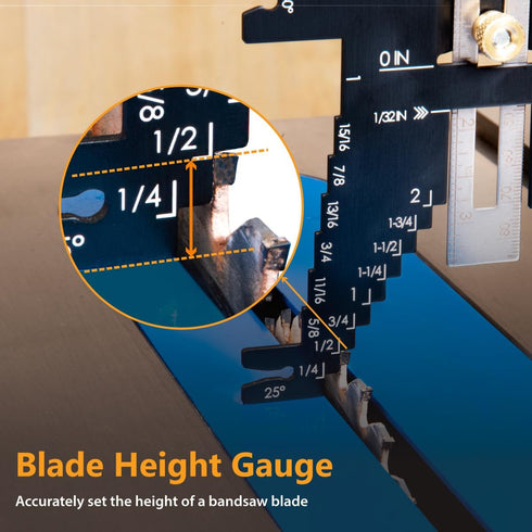 5-in-1 Setting (80023) POWERTEC Universal Step Depth Gauge for Measuring Chisel Angles, Drill Points, and Router Bit