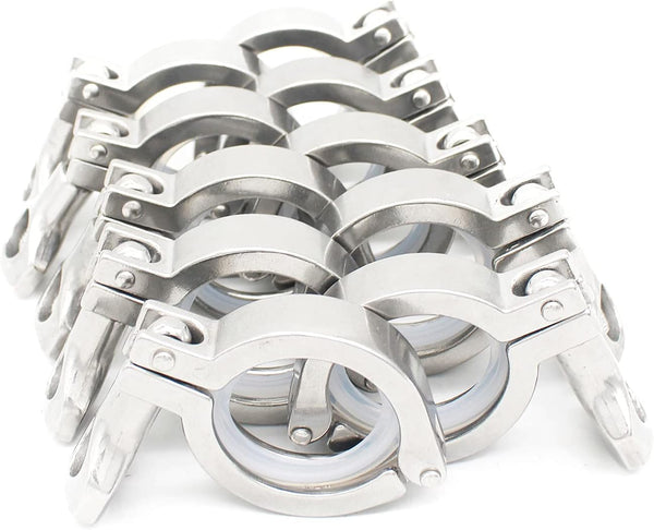 QiiMii 10 Pack Single Pin Heavy Duty Tri Clamp, 1.5 Inch Ferrule