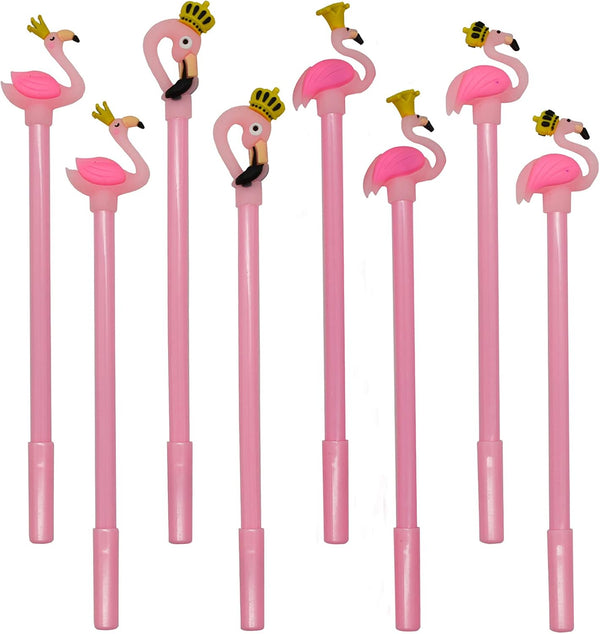 Maydahui 12 PCS Flamingo Gel Pen - Cute Cartoon Animal Pens with Pretty Crown Design, Black Ink for Party Favors