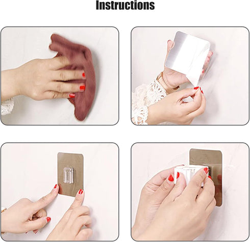 Self-Adhesive Mop Holder, Wall Mounted Broom Rack, Cleaning Tools Sticker Hook, No Drilling Anti-Slip Gadget (4pcs)
