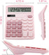 Office Desktop Calculators, 12-Digit Dual Power Cute Calculator with Large LCD Display and Big Button (Pink)
