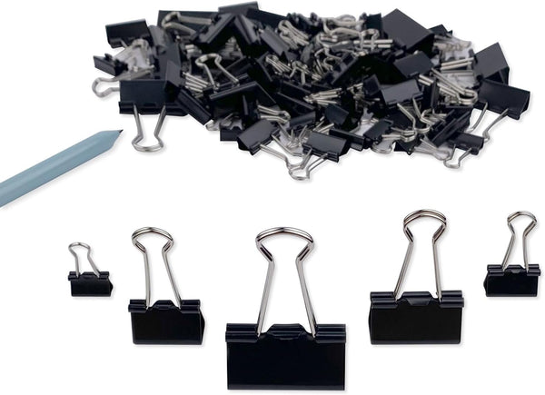 DSTELIN Binder Clips, 120 Count Assorted Sizes (Black) - Large, Medium, Small, X Small, Micro