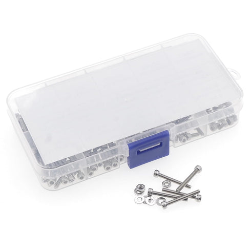 Metric M2.5 Stainless Steel Knurled Socket Head Cap Screws Kit, Screws Lengths from 4mm to 20mm, with Hex Nuts/Nylon