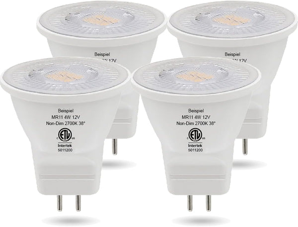 Beispiel MR11 Gu4.0 Bi-pin LED Light Bulb 4W 12VAC/DC Warm White for Outdoor Landscape Lighting, Pack of 4