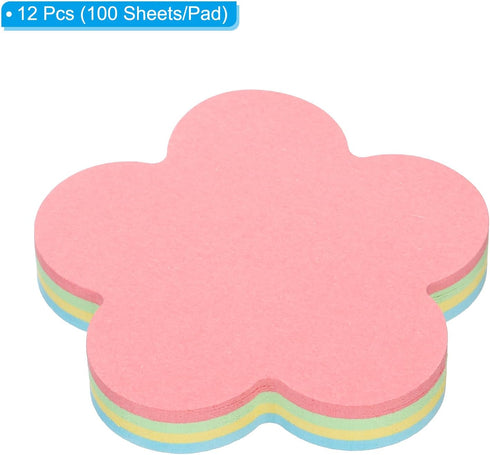 PATIKIL 2.7 x 2.7 Inch Flower Shape Sticky Notes, 12 Pads Bright Colorful Self-Stick Memo Pads, 100 Sheets/Pad for Home