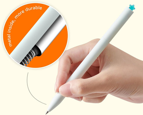 Kaco FIRST Gel Pens, Cute Stationery, 2 Pieces Black Ink with 4 Extra Refills, 0.5mm Fine Point, Aesthetic Star Pens