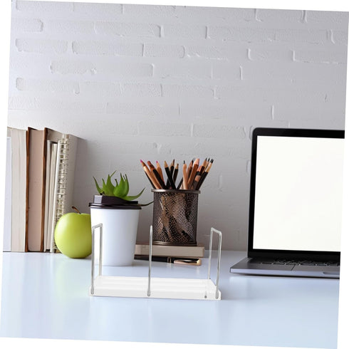 Adjustable White Expandable Bookend Stand for Office Desks and Shelves