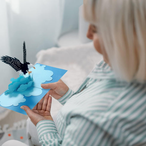 CUTE POPUP 4th of July Cards, 3D Unique Bald Eagle Card, Independence Day Pop Up Card for Family and Friends
